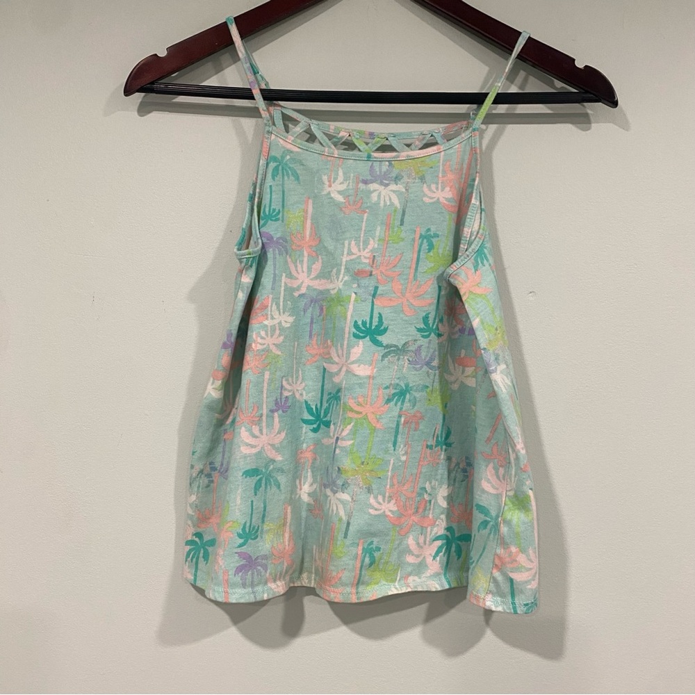 Arizona Girls Tropical Palm Tree Spaghetti Strap Tank Size M (10/12)